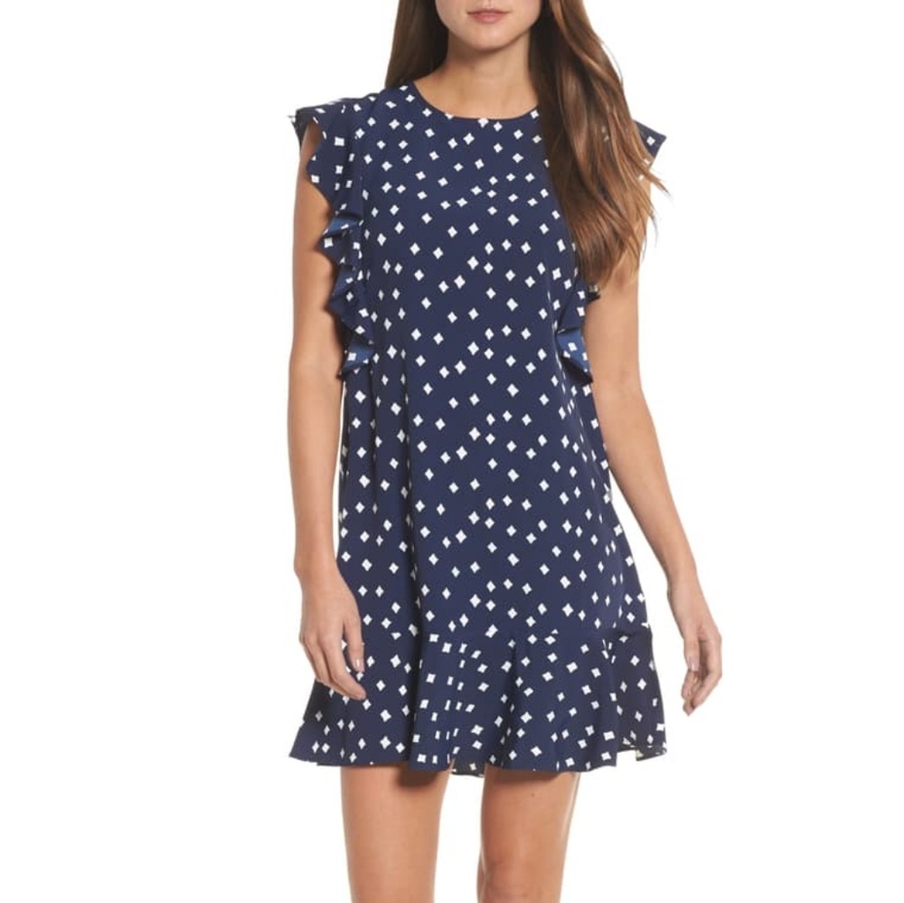 NWOT Vineyard Vines diamond print flounce dress